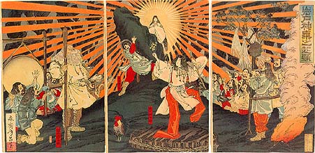 Amaterasu sale de la cueva y el sol regresa a la tierra